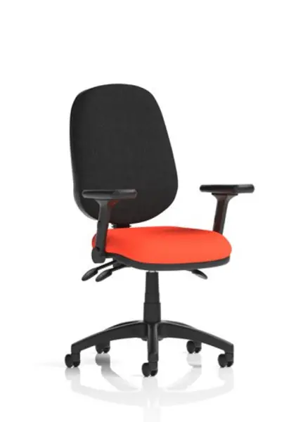Image of Eclipse Eclipse Plus III Lever Task Operator Chair Bespoke Colour Seat Tabasco Orange With Height Adjustable And Folding Arms KCUP1770