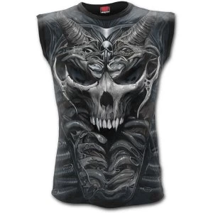 Image of SkullArmour Allover Sleeveles Sleeveles Mens Medium T-Shirt - Black