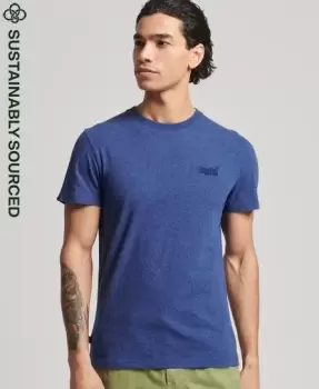 Image of Superdry Mens Organic Cotton Vintage Logo Embroidered T-Shirt Blue / Bright Blue Marl - Size: Xxl