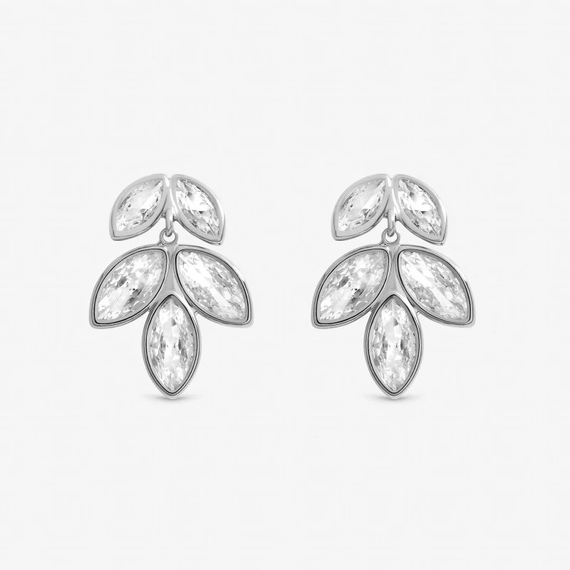 Image of Inicio Sterling Silver Plated Crystal Floral Earrings Drop Earrings One Size Silver 40868511000