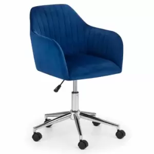 Image of Julian Bowen Kahlo Velvet Swivel Office Chair Blue/Chrome