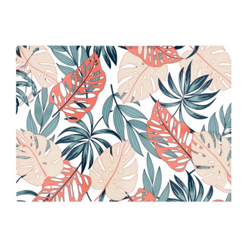 Image of Warren Reed Designer Tropical Leaf Pattern Glass Chopping Board