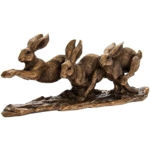 Image of Bronzed Three Running Hares Ornament
