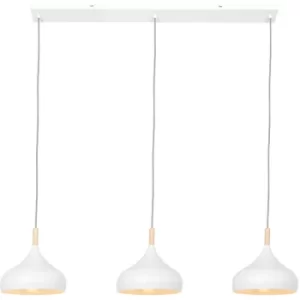 Image of Sienna Bjorr Straight Bar Pendant Ceiling Light Matt White, Details In Wood Color