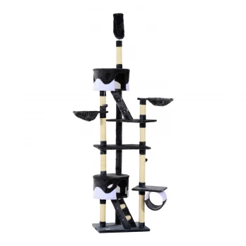 Image of Pawhut Cat Tree Kitten Condo Fun House Adjustable Grey & White