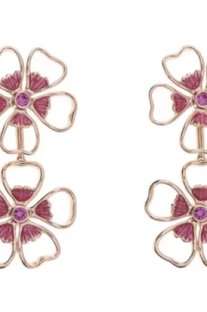 Image of Ted Baker Ladies Rose Gold Plated Lorel Enamel Flower Double Earring TBJ1244-24-73