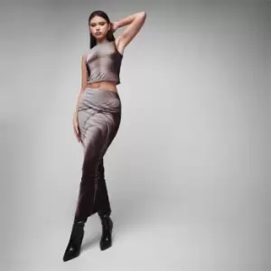 Image of Missguided Co Ord Body Print Mesh Midaxi Skirt - Multi