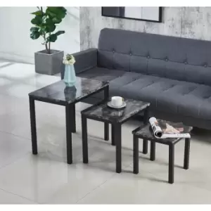 Image of Marble Effect mdf Grey Emillia,Nest of 3 Table Sets - Grey - Modernique