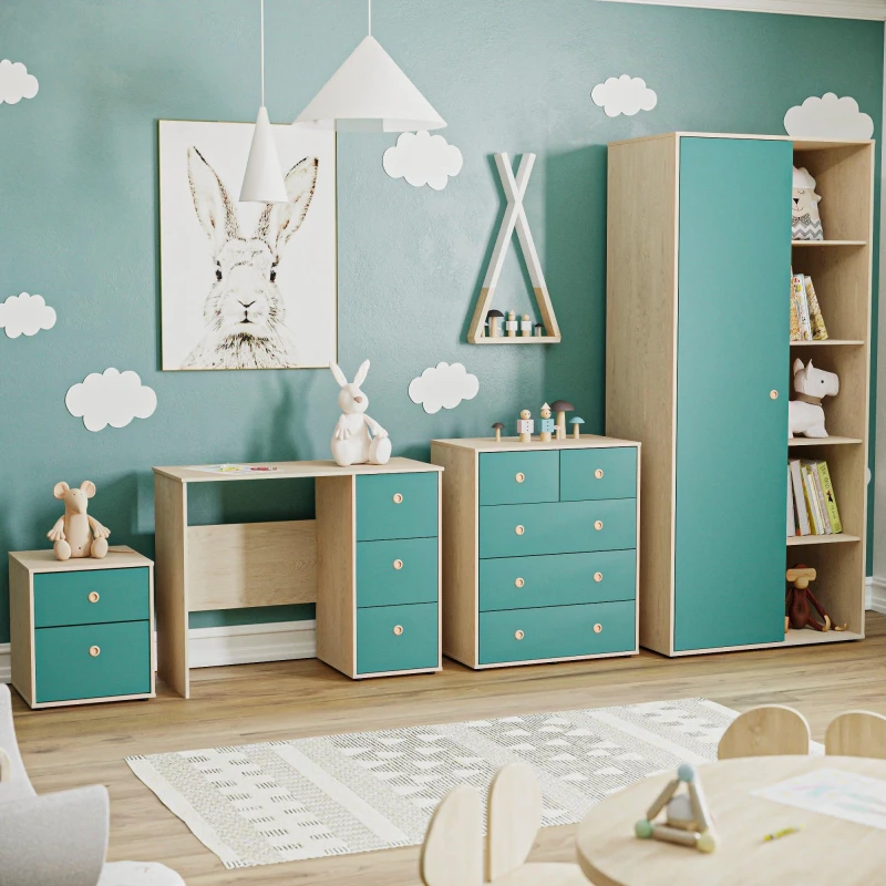 Image of Lassic Junior Vida Neptune 4 Piece Bedroom Set Blue & Oak unisex One Size