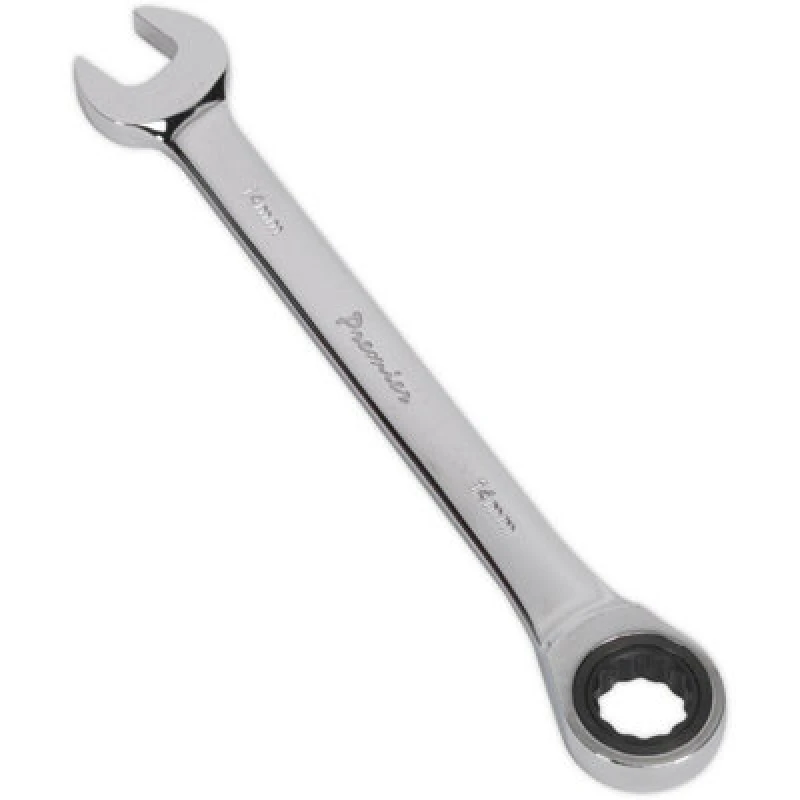 Image of Loops 14mm Ratchet Combination Spanner - Chrome Vanadium Steel - 72 Tooth Ratchet Ring Metallics