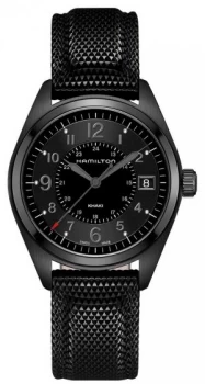 Image of Hamilton Mens Khaki Field Black Material Black Dial Watch
