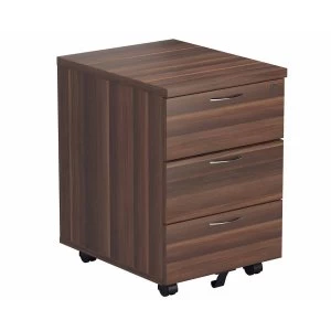 Image of TC Office 3 Drawer Mobile Pedestal Height 595mm, Dark Walnut