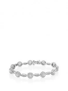 Image of Beaverbrooks Silver Cubic Zirconia Halo Bracelet