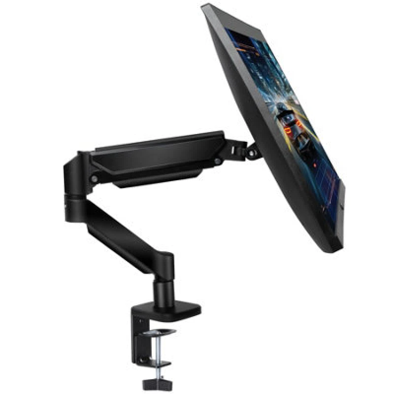 Image of Futura Single Monitor Arm Desk Mount Gas Spring Bracket 13-32 Inch Screens, Adjustable Stand, Full Motion Tilt Swivel Rotation