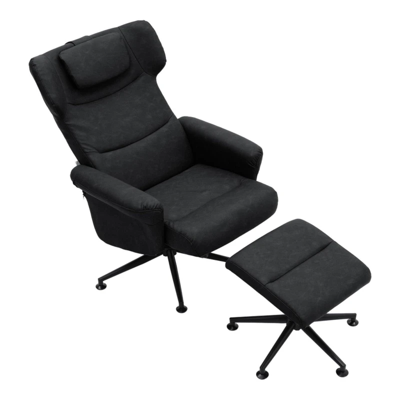 Image of Kabinet UK Faux Leather Swivel Armchair with Footstool Grey unisex One size