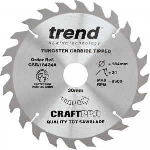 Image of Trend CRAFTPRO Wood Cutting Saw Blade 184mm 24T 30mm