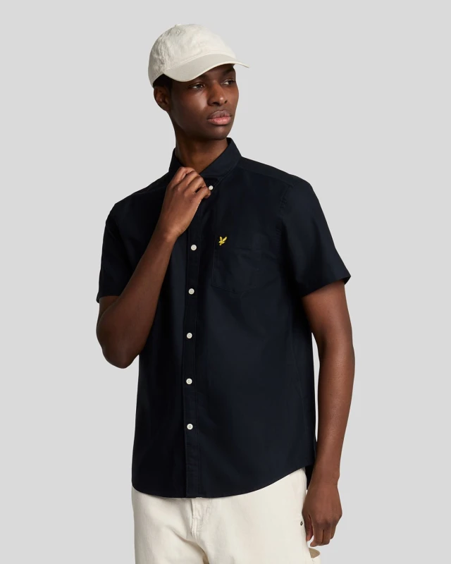 Image of Lyle & Scott Mens Short Sleeve Oxford Shirt in Navy