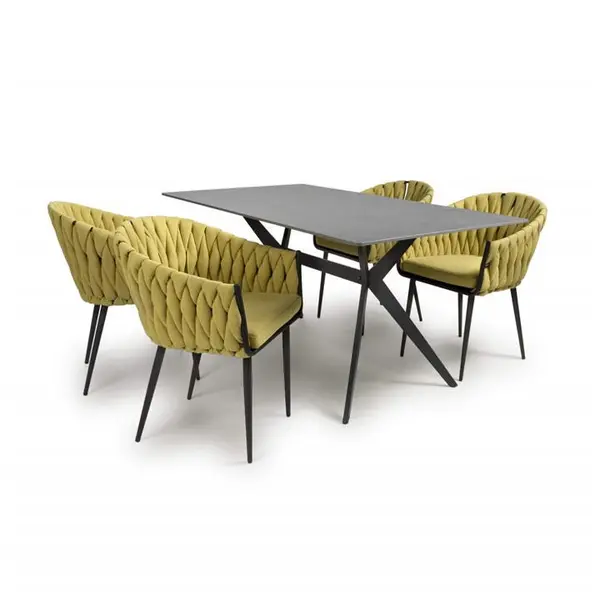 Image of Shankar Timor 1.6m Grey & 4 Pandora Yellow Dining Set - Grey 9016075