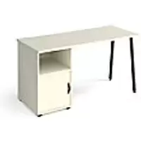 Image of Rectangular A-frame Desk White Door Wood/Metal A-frame Legs Charcoal Sparta 1400 x 600 x 730mm