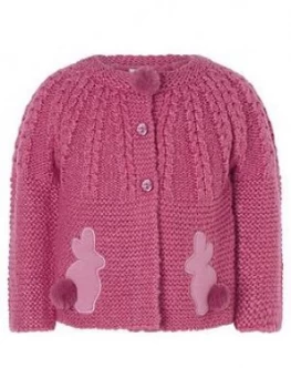 Image of Monsoon Baby Girls Bunny Chunky Knit Cardi - Pink