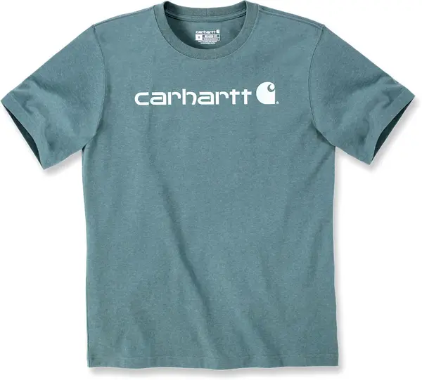 Image of Carhartt EMEA Core Logo Workwear Short Sleeve T-Shirt, green-blue, Size M