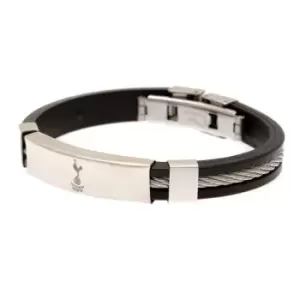 Image of Tottenham Hotspur FC Silver Inlay Silicone Bracelet (One Size) (Black)