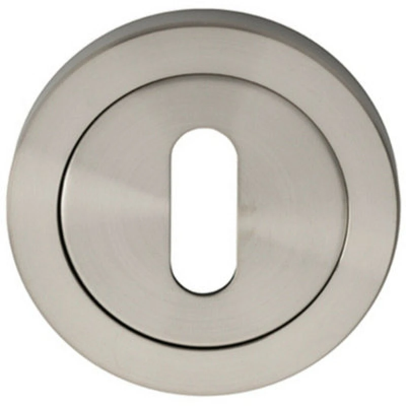 Image of Loops Round Lock Profile Escutcheon 52mm Dia Concealed Fix Satin Steel Metallics unisex