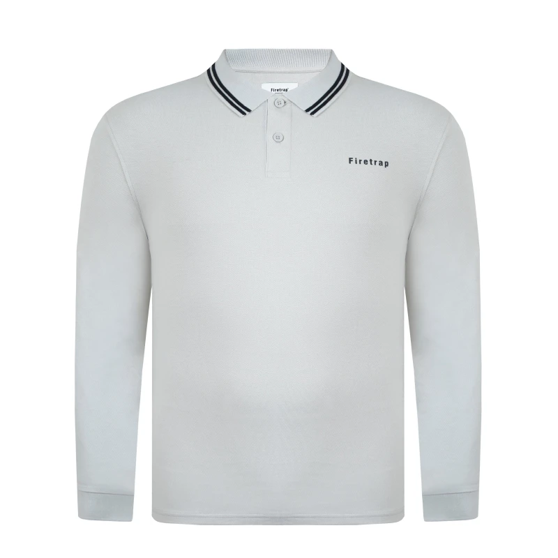 Image of Firetrap Lazer Long Sleeve Polo Mens - Beige Beige XL