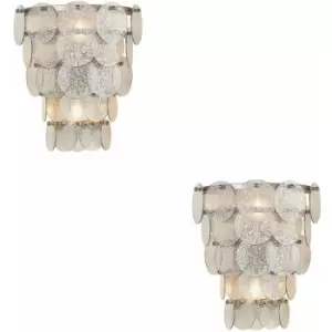 Image of Loops - 2 pack Antique Silver Tiered Mercury Glass Wall Light Fitting - Ornate Detailing