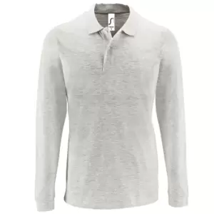 Image of SOLS Mens Perfect Long Sleeve Pique Polo Shirt (2XL) (Ash)