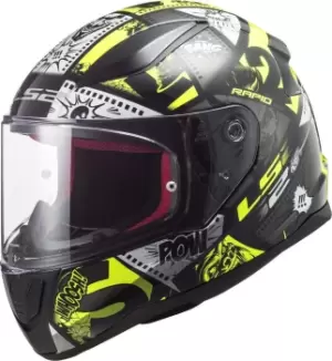 Image of LS2 FF353 Rapid Mini Vignette Kids Helmet, black-yellow Size M black-yellow, Size M