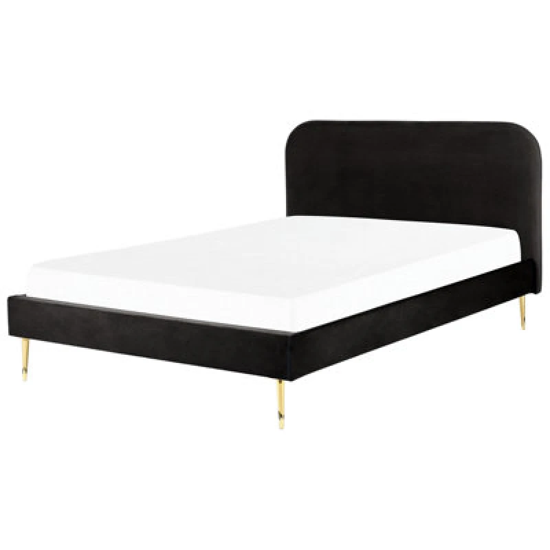 Image of Beliani Bed Velvet Flayat 180 X 200 Cm (Eu Super King) Black