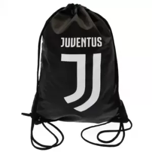 Image of Juventus FC Crest Drawstring Bag (One Size) (Black/White)