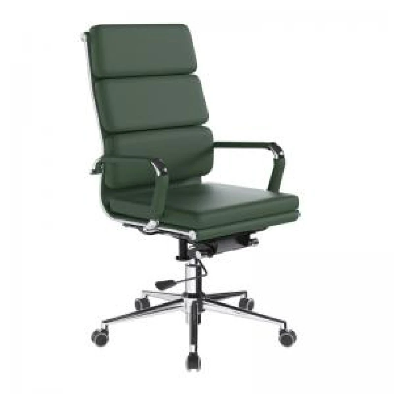 Image of Avanti Nautilus Designs Avanti High Back Bonded Leather Executive Office Chair With Individual Back Cushions and Fixed Arms Green - BCL/6003/FGN BCL/6