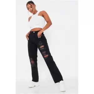 Image of I Saw It First Black High Waisted All Over Ripped Baggy Jean - Black