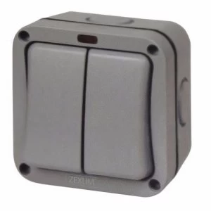 Image of Zexum 20A 2 Gang 2 Way IP66 Weatherproof Outdoor Switch With Neon
