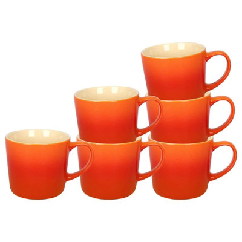 Image of Argon Tableware New Bone China Ombre Mugs - 330Ml - Orange - Pack Of 6
