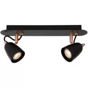 Image of Lucide RIDE-LED - Twin Ceiling Spotlight - LED Dim. - GU10 - 2x5W 3000K - Copper