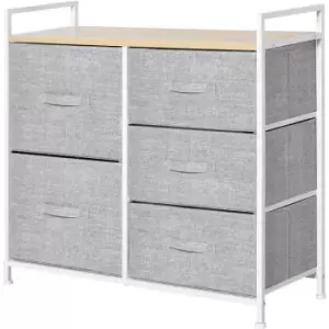 Image of HOMCOM 5 Drawer Linen Basket Storage Unit Home Organisation w/ Shelf Handles