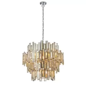 Image of Ceiling Pendant Light Chrome Plate & Champagne Crystal 15 x 40W E14