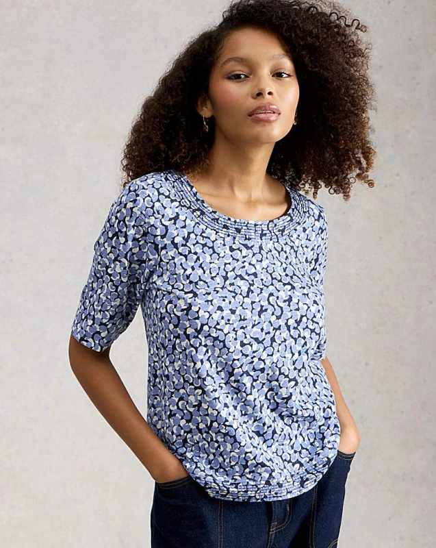 Image of White Stuff White Stuff Weaver Tee Blue Print - White Stuff - Size: 16 Blue Print Female 16 ZD47904