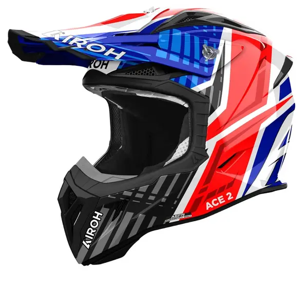 Image of Airoh Aviator Ace 2 Proud Blue Red Gloss Offroad Helmet Size M