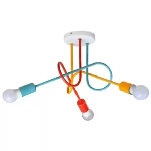 Image of Oxford Multi Arm Semi Flush Ceiling Light Orange, Red, Turquoise 50cm