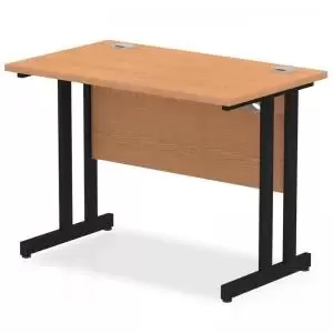 Image of Impulse 1000 x 600mm Straight Desk Oak Top Black Cantilever Leg