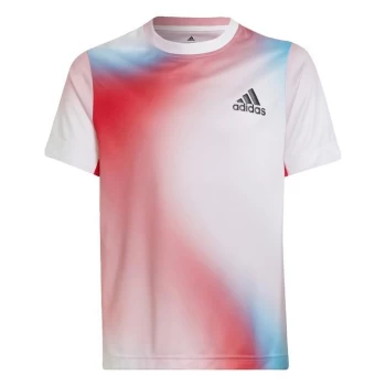 Image of adidas Club Tennis Tee Kids - White / Vivid Red