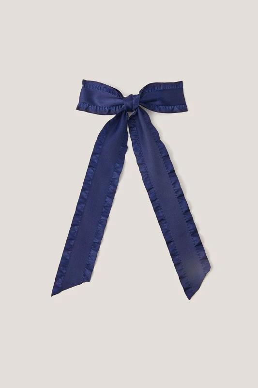 Image of Monsoon Womens Frilly Bow School Hair Clip White in Blue Blue Female One Size