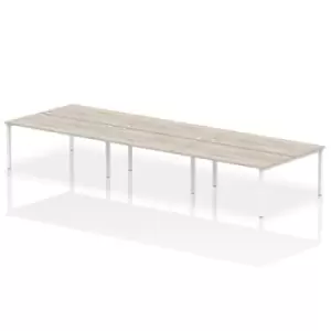 Image of Impulse Bench B2B 6 Person 1600 White Frame Office Bench Desk Grey Oak