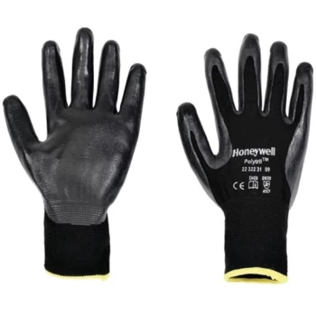 Image of Honeywell - 2232231 Polytril Palm-side Coated Black Gloves - Size 7