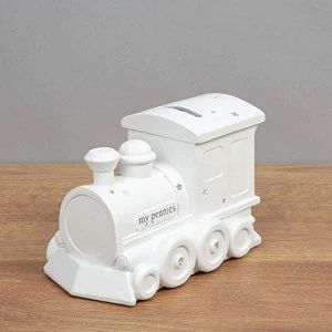 Image of Bambino White Resin Money Box - Train