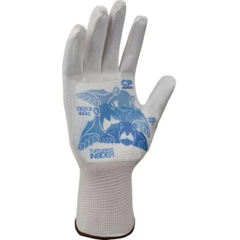 Image of Cut Resistant Gloves, White/Blue, Needle Protection, Size L - Turtleskin